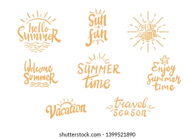 summer season themed hand lettering typography design 