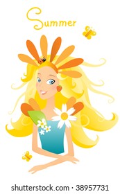 summer season vector cartoon character