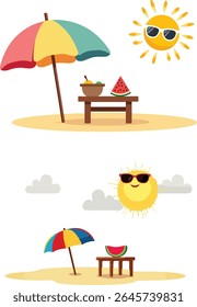 Summer season vector design bundle. Summer holiday design. summer beach symbol collection