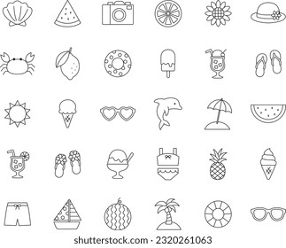 Summer season vector icon illustration set