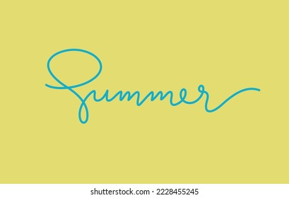 summer season word lettering design in continuous line drawing vector