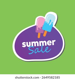 adesivo sazonal de verão com descontos em produtos com padrão de sorvete