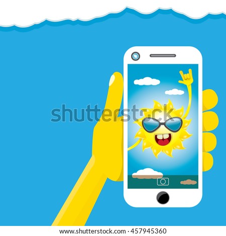 Similar – Image, Stock Photo 3d smartphone. Tropical summer vacation