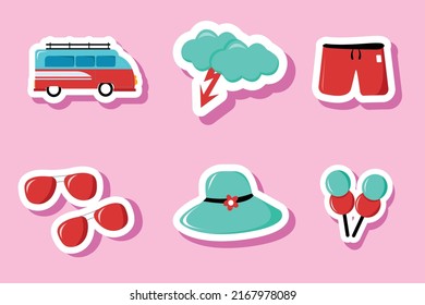 Summer Set with Beach Cartoon Sticker