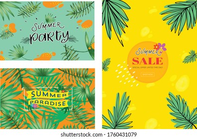 Summer set design for banner, background and template