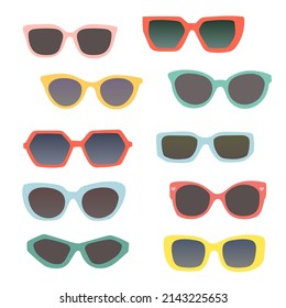 Summer set with different sun glasses, vector illustration