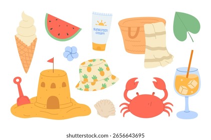 Summer set of facilities for relaxing on the beach.