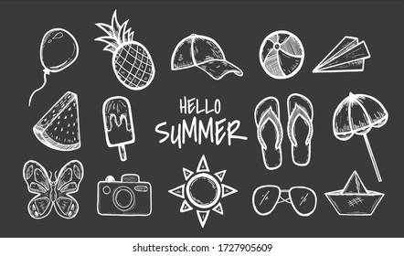 Summer set. Freehand drawing. Vector graphics. Eps	
