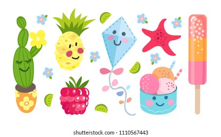 Summer set with fruits in vector graphic images