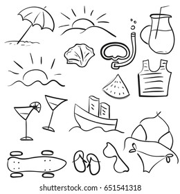 Summer set hand drawn