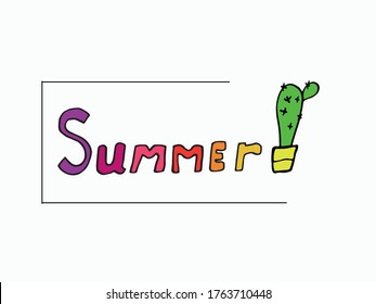 Summer set hand-drawn elements.Vector handwritten graphics for online services and printed products. Isolated text on a white background.