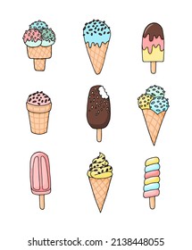 Summer set of ice cream	