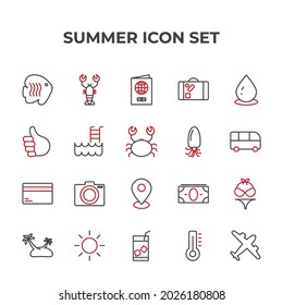 summer set icon, isolated summer set sign icon, vector illustration