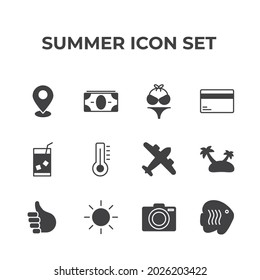 summer set icon, isolated summer set sign icon, vector illustration