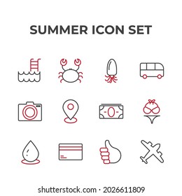 summer set icon, isolated summer set sign icon, vector illustration