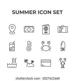 summer set icon, isolated summer set sign icon, vector illustration