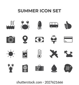 icono de conjunto de verano, icono de signo de conjunto de verano aislado, ilustración vectorial