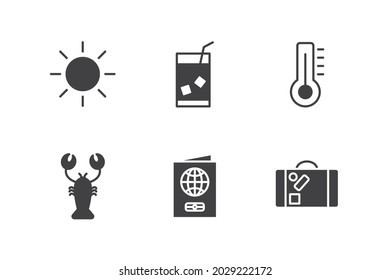 summer set icon, isolated summer set sign icon, vector illustration