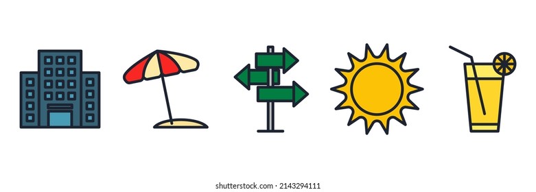 summer set icon symbol template for graphic and web design collection logo vector illustration