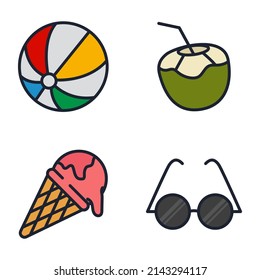 plantilla de símbolo de icono de conjunto de verano para la colección de diseño gráfico y web ilustración vectorial