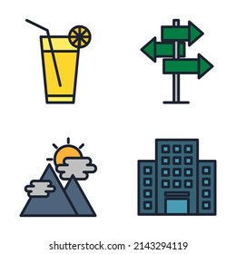 summer set icon symbol template for graphic and web design collection logo vector illustration