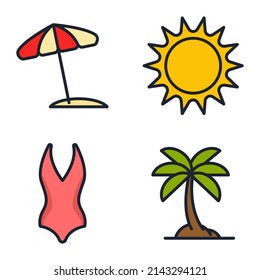 summer set icon symbol template for graphic and web design collection logo vector illustration