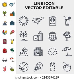 summer set icon symbol template for graphic and web design collection logo vector illustration