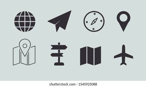 Summer set icon vector. Line recreation collection symbol isolated.