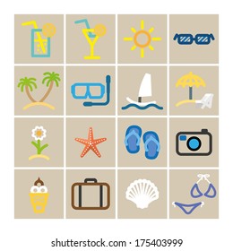 summer set icons in color. vector eps10