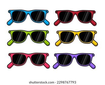 El verano. Gafas de sol multicolores. Vector clipart. Ilustración del vector