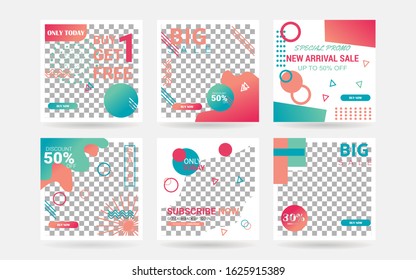 	Summer Set Social Media Banner Template Collection with Unique Color.Template for web app, banner, advertising