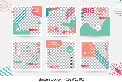 	Summer Set Social Media Banner Template Collection with Unique Color.Template for web app, banner, advertising