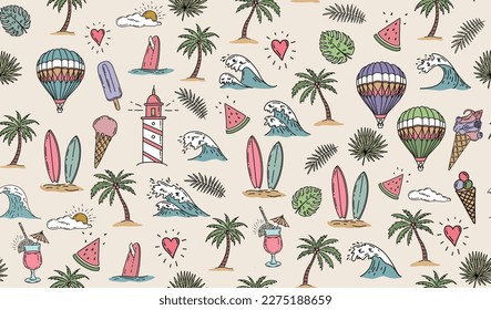 Summer set, Traveling or vacations design. Vector.