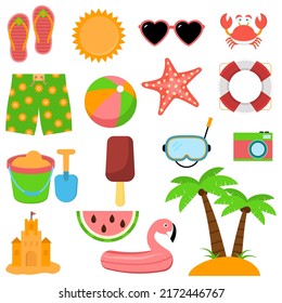 Summer set. Vector collection. Clip Art. Flat style.