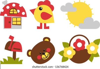 summer set - vector illustration, the composition of a set of objects spring-summer