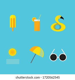 Summer Set vector Premium Popsicle Orange Juice Floaty Sun Sea Umbrella Glasses