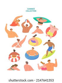 Summer sets collection. Vector illustration of summer symbols