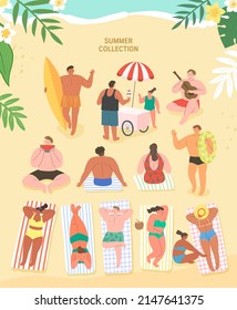 Summer sets collection. Vector illustration of summer symbols