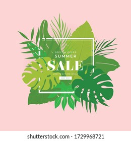 entorno de verano con hojas tropicales