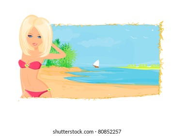 Summer sexy beach girl
