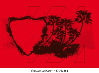 summer shield red grunge background