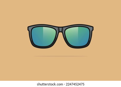 Summer Shiny Sun Glasses vector illustration. Summer glasses object icon concept. Summer fashion glasses with shadow vector design. Sunglasses icon with flat style design on brown background.