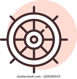 Summer ship wheel, illustration, vector on white background.