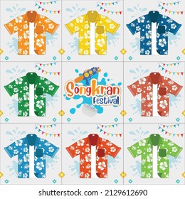 Summer Shirt Colorful For Songkran Festival. Travel To Thailand