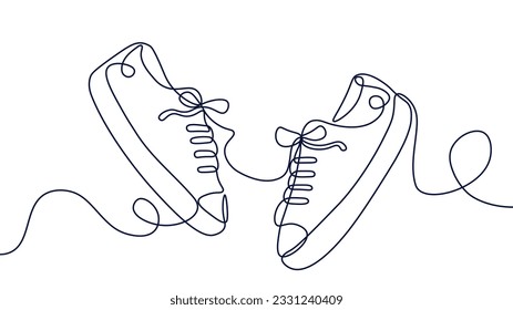 Summer shoes continuous line concept. Accessory and clothing for sports. Fashion, trend and style. Aesthetics and elegance. Linear flat vector illustration isolated on white background
