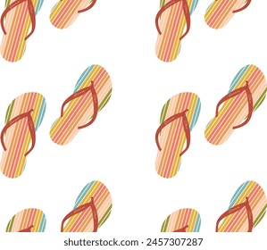 Summer Shoes seamless pattern. Bright repeating flip flops. Vector illustration for underpants and swimsuit