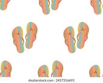 Sommerschuhe nahtloses Muster. Helle, sich wiederholende Flip-Flops. Vektorillustration für Unterhosen und Badeanzug