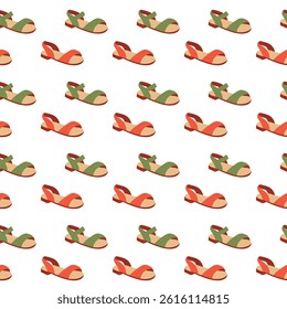 Summer shoes seamless pattern. Cute design for ads or any surface.