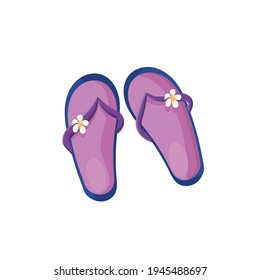 Summer shoes.Beach flip-flops, slates with a decorative flower. On a white background. Vector illustration in cartoon style. Design element, print, print.