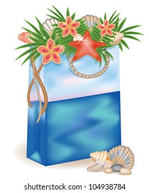 Summer shopping bag, vector illustration